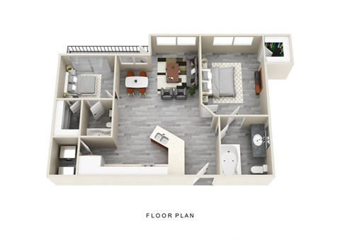 Floor plan for 2 beds, 2 baths, 1130 sqft